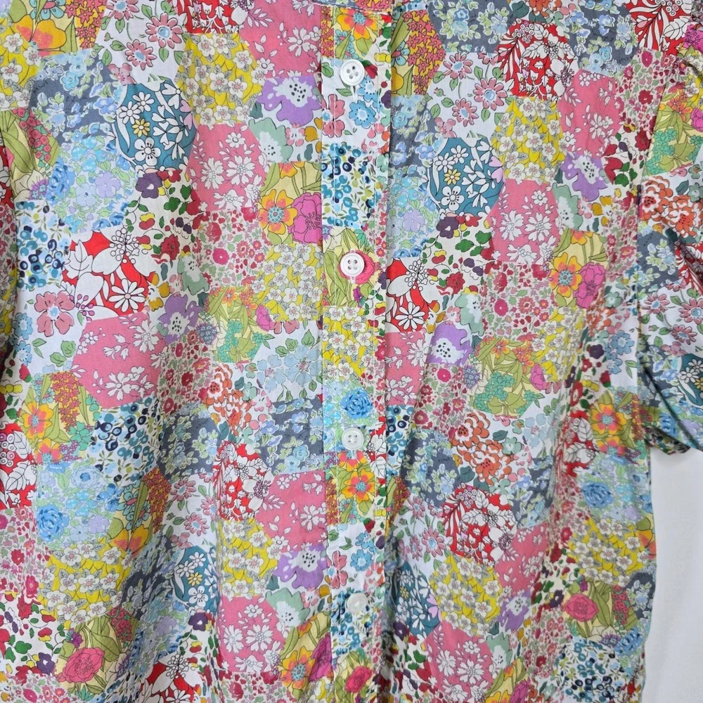 J Crew Liberty Patchwork Dream Floral Womens Puff Sleeve Button Up Shirt Sz 4 - Picture 3 of 5